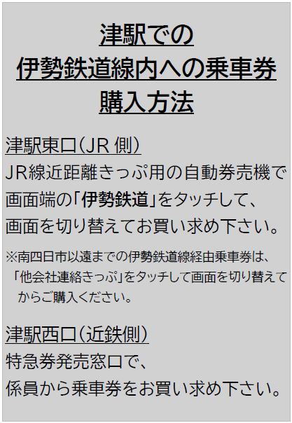 近鉄線用の自動券売機では購入できませんのでご注意ください。